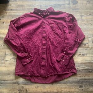 Ariat Shirt Mens XXL Red Burgundy Long Sleeve Button Up Western 100% Cotton